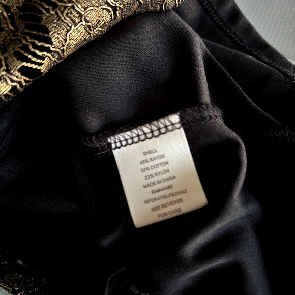 Elegant Gold Lace Sleeveless Size L Shimmer Metallic Holiday Cocktail Dress #C - Picture 9 of 10